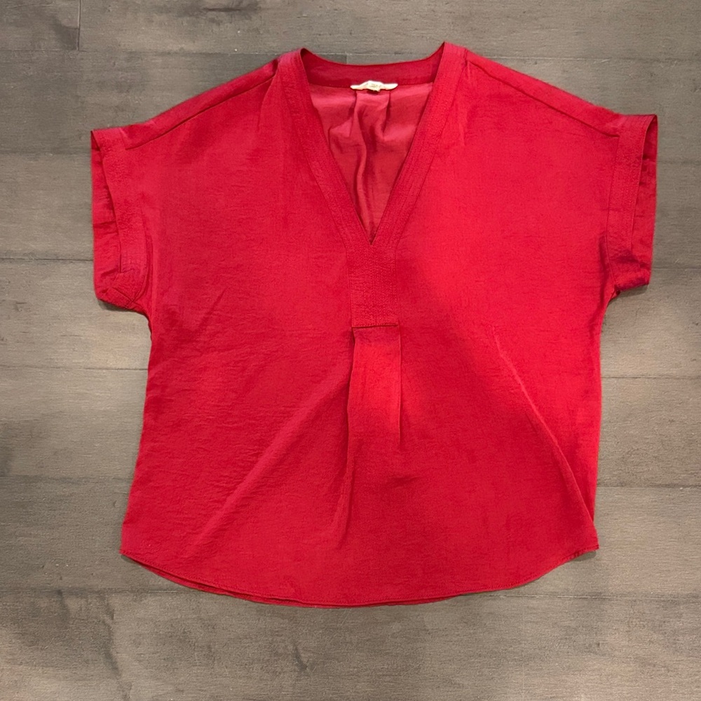 Lucky Brand Red V-Neck Boxy Blouse